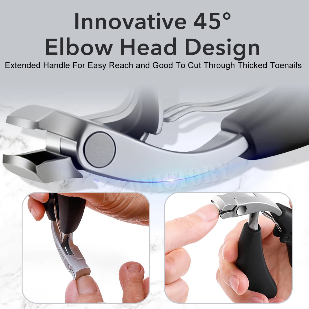 1Pcs Angled Head Toenail Clippers with Catcher Professional Ingrown Toe Nail Cutters for Thick Nails Clippers  Pedicure Tools