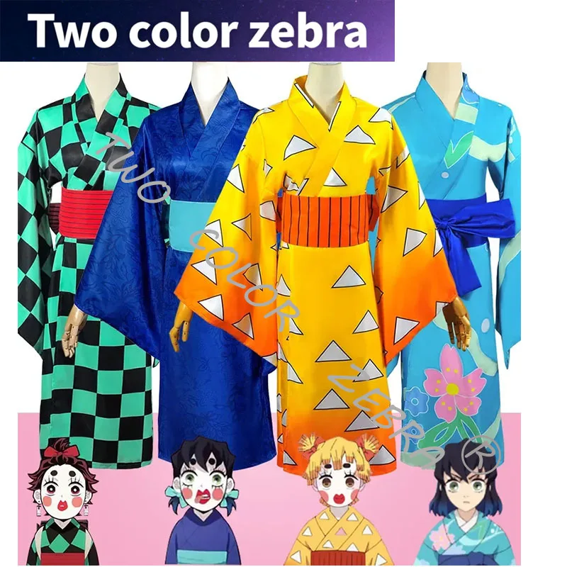 

Agatsuma Zenitsu женский костюм Kamado Tanjirou Hashibira Inosuke Dress Kimetsu No Yaiba сезон 2