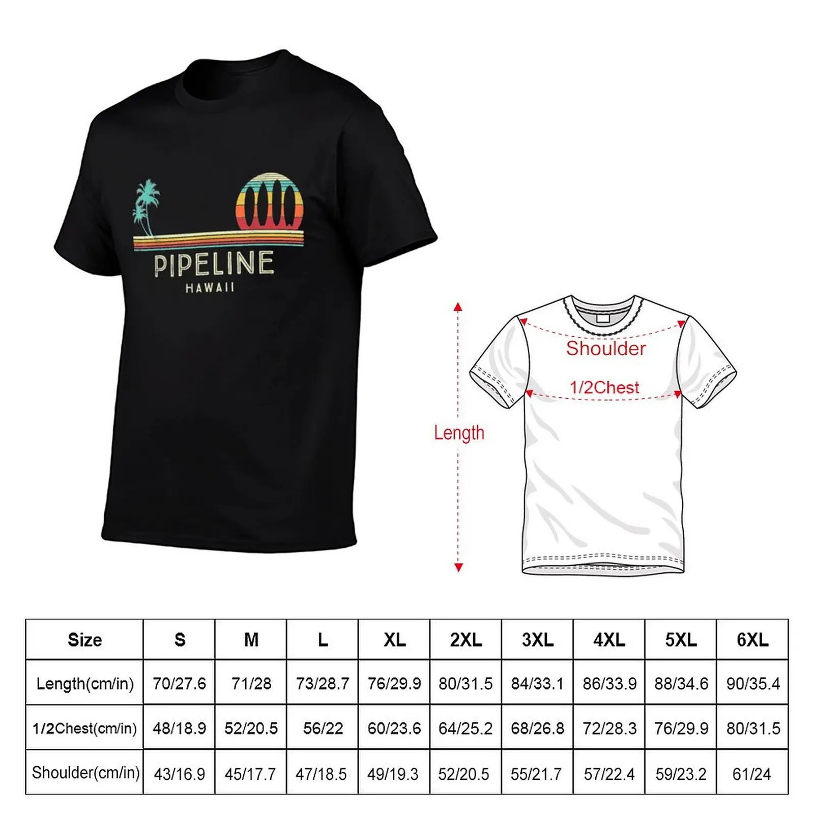 Vintage Hawaii Pipeline Beach Palm Trees Tropical Surf T-Shirt plain t shirts for men pack