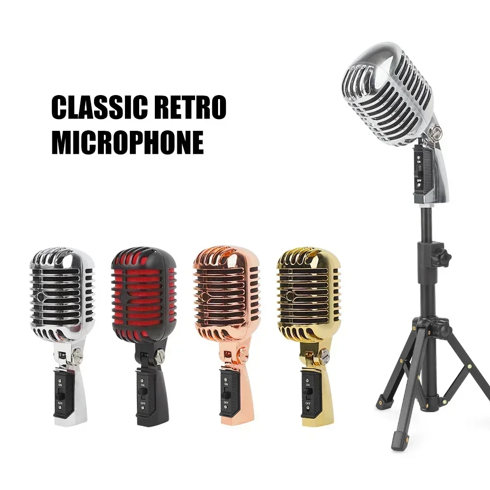 Dynamic Microphone Vintage Portable Bar Stage Performance KTV Karaokes Speech Mic Home Electric Accessories Singer