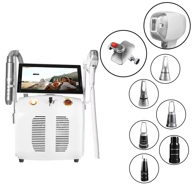 2in1 Soprano Titanium Ice Platinum Diode 755 808 1064nm 3 Wavelength Laser ND:YAG Machine Painless Hair Removal Machine 2024