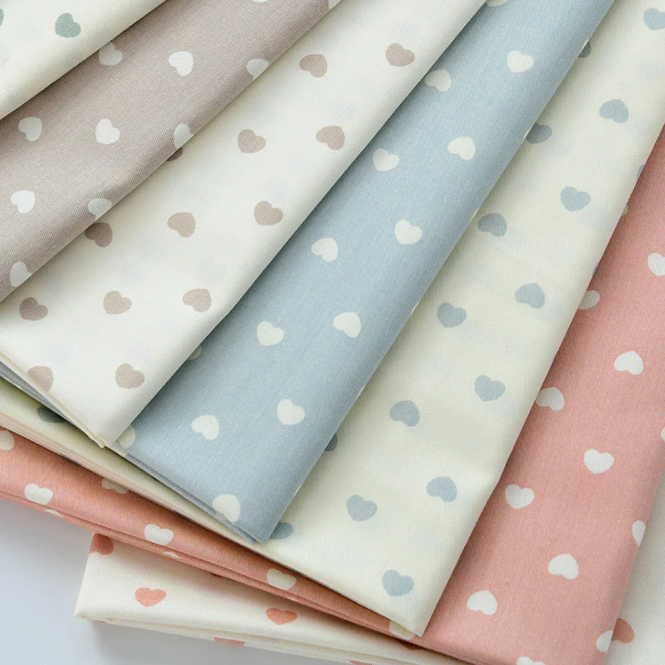 Tecido de Algodão Twill 160x50cm 40s, com Estampa Vintage de Corações para Vestidos, Tecido para Costura, Tecido Liberty por Metro