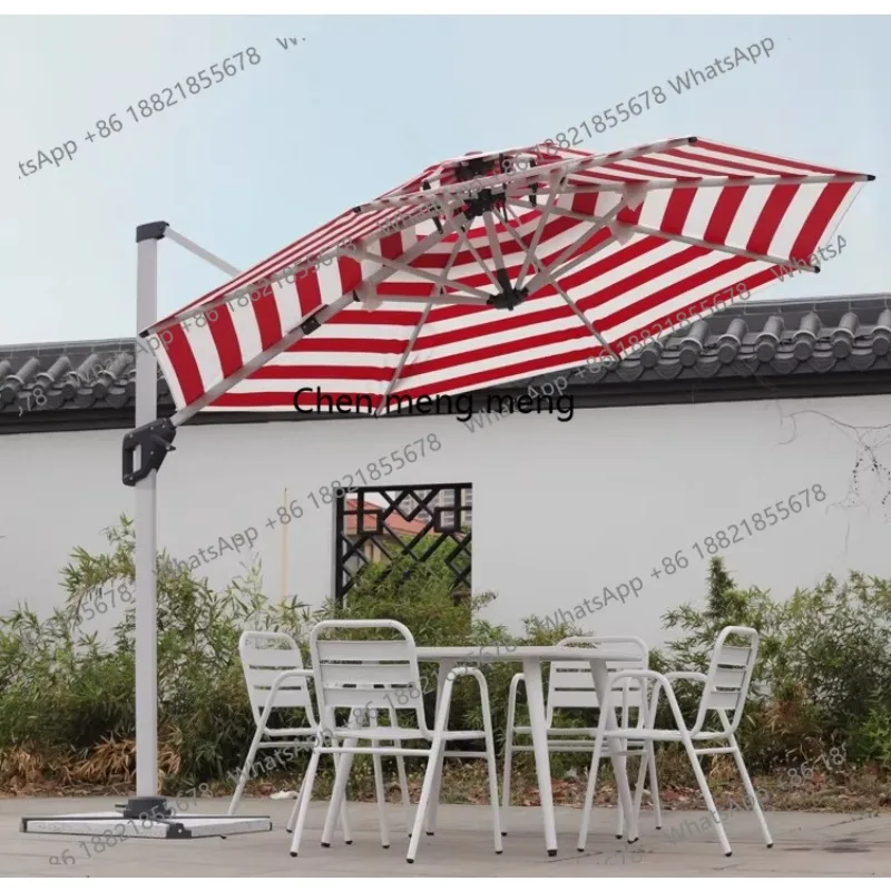 Outdoor shading, courtyard, striped round umbrella, beach blue and white, red and white sideways, sun umbrella