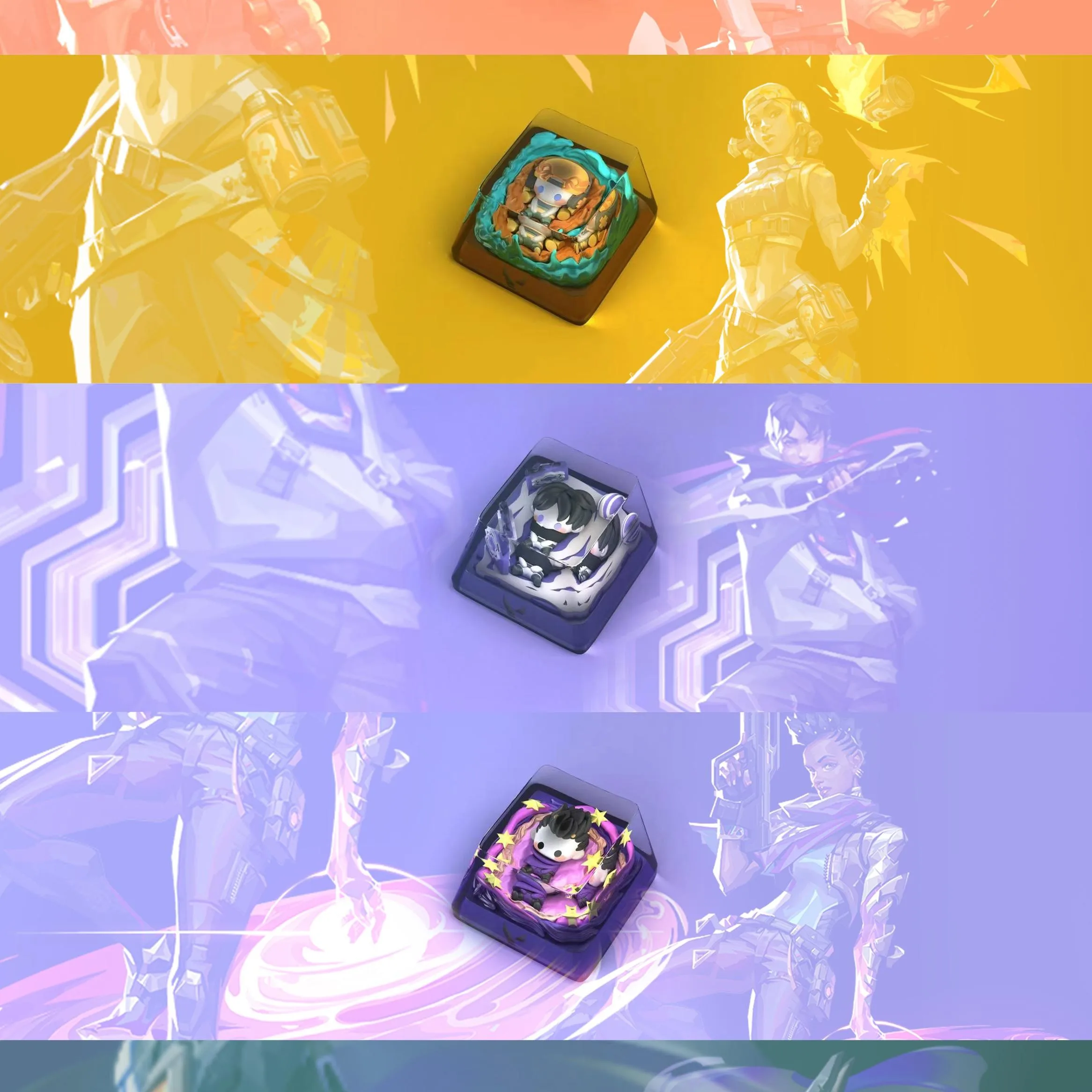 Valorant لعبة الأجهزة الطرفية Keycap الراتنج الإبداعية دور مفتاح غطاء Raze Killjoy حكيم مخصص لوحة المفاتيح الميكانيكية الحرفي كيكابس
