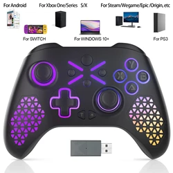 Manette de jeu sans fil RVB avec batterie 650mAh, manette multifonction, manette pour PC Windows, Xbox One, Xbox Series X, S