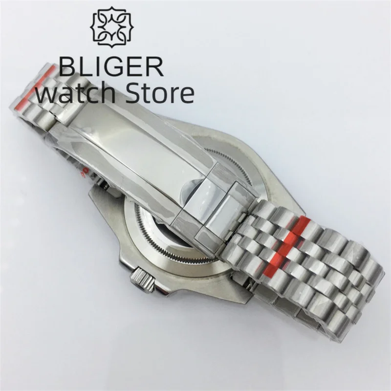 BLIGER 남성용 기계식 시계, GMT NH34 자동 무브먼트, 사파이어 글래스, 316L 스테인리스 스틸 팔찌, 100m 방수, 40mm