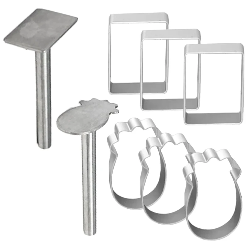 Pulburon Molder With Pusher Cake Decorating Tools Rectangle Shape PineApple Cake Pie Biscuit Cutter Mold Stainless Steel view 3
