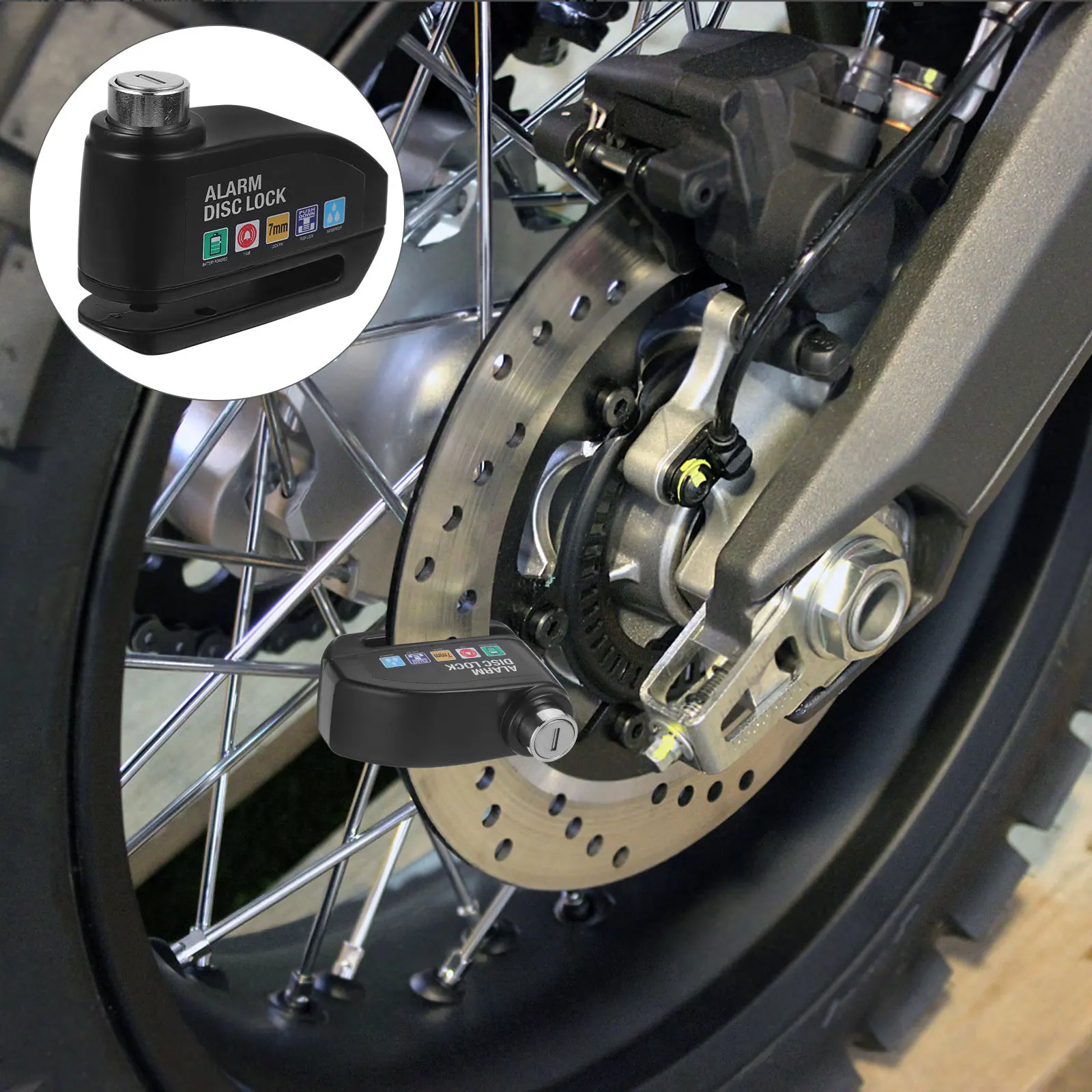 

1Set Motorcycle Disc Brake Lock with Alarm Anti-Theft Security Wheel Lock for Dirt Bike Scooter Riding Gear Motorcycle Locks