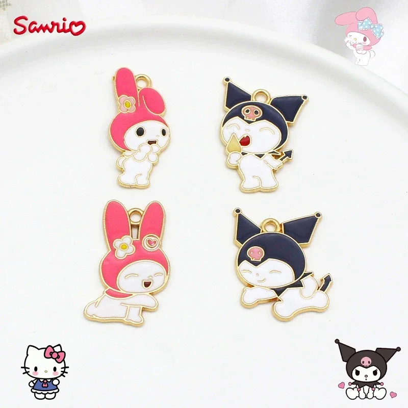 Hello Kitty Alloy Drip Oil Charm Kuromi Kit Cat Lapel Pins for Backpacks Brooches for Women Enamel Bracelet Pendant Jewelry