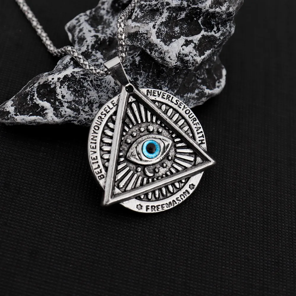 Vintage AG Freemasonry Eye of Trust Pendant Charming Men\'s Pendant New Fashion Religious Amulet Accessories Jewelry Party Gift