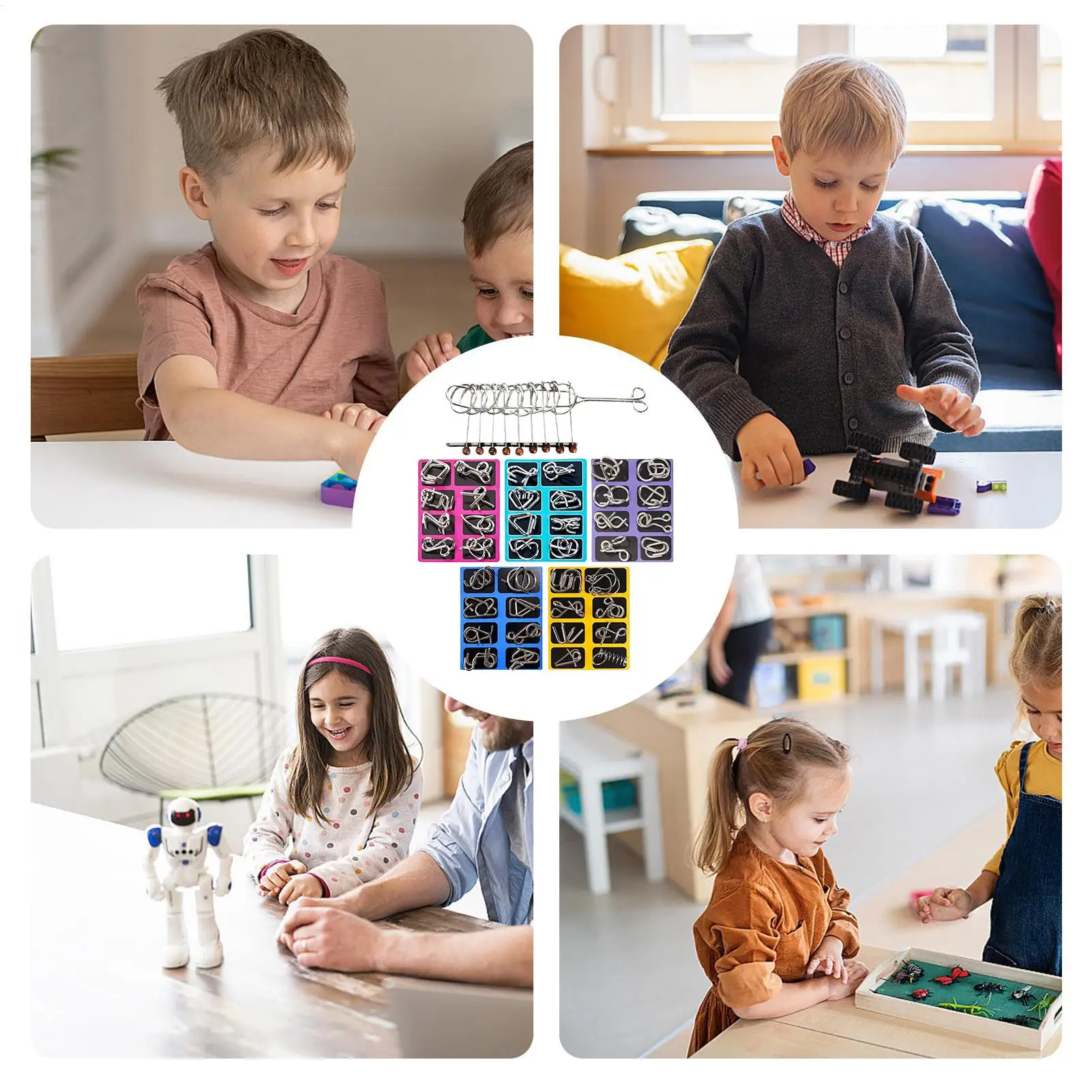 Metal Wire Puzzle Educational Mind Test Game Toy Challenging Metal Ring Puzzle For Kids Teens Adults Challenge Home Office