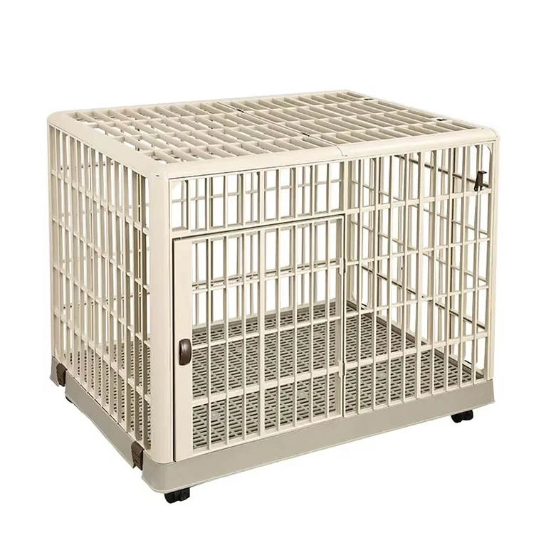 

New Arrival Luxury Dog Kennel High Quality Indoor Waterproof Pet House Movable Universal Wheel Snap Button Plastic Tray Cat