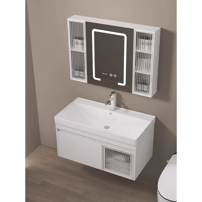 Bathroom cabinet combination solid wood washbasin cabinet bathroom large inner diameter washbasin modern simple bathroom cabinet