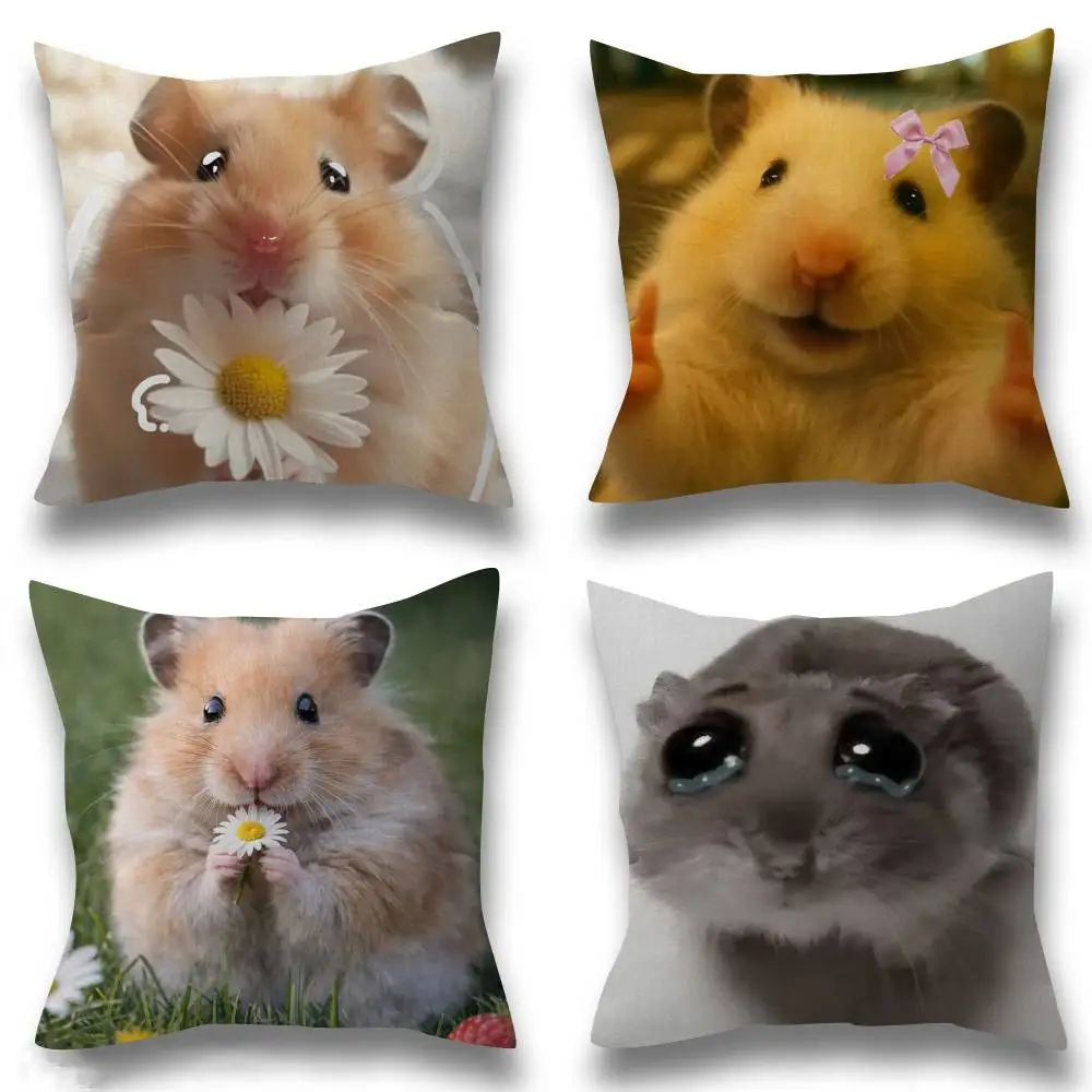 Lustiger trauriger Hamster-Emoticon-Kissenbezug für Schlafzimmer und Wohnzimmer, Sofa, dekorativer Kissenbezug