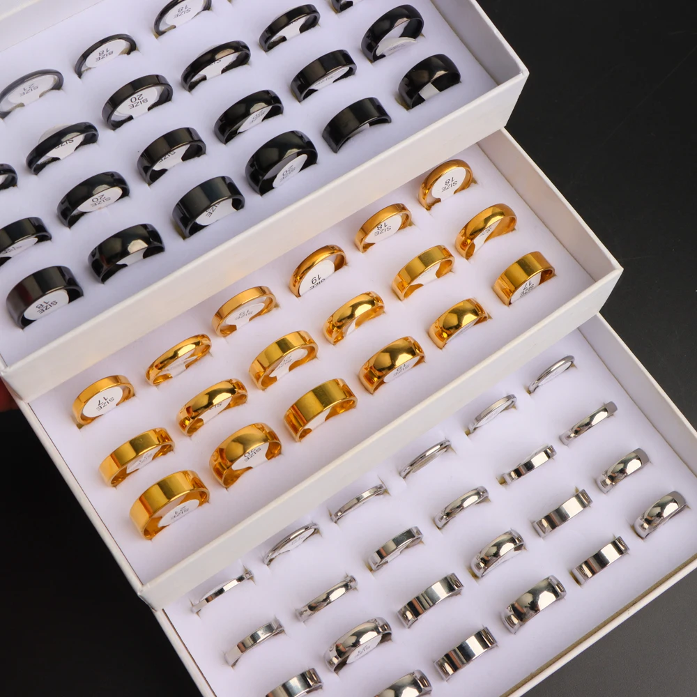 10/20/30/50/100Pcs/Lot Fashion Classic Charm Simple Multicolor Rings for Men Women Daily Finger Jewelry Accessories Party Gifts
