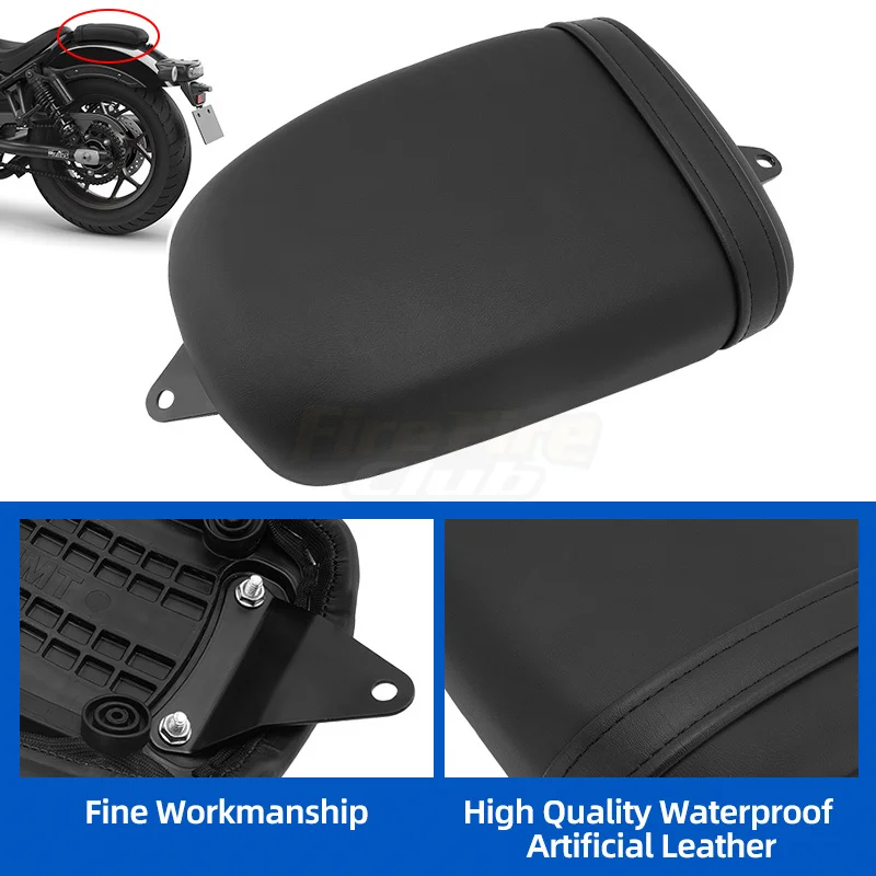 Motorcycle Accessories Black Rear Passenger Seat Pad Pillion Suction Cups For Honda Rebel 1100 CMX1100 2021-2023