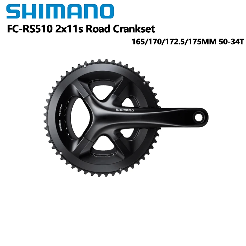 22s RS510 Dubbel Kettingblad Crankstel 165MM 170MM 172.5MM 175MM 50-34T 2x11Speed Racefiets Kettingwiel in Zwart voor Fiets