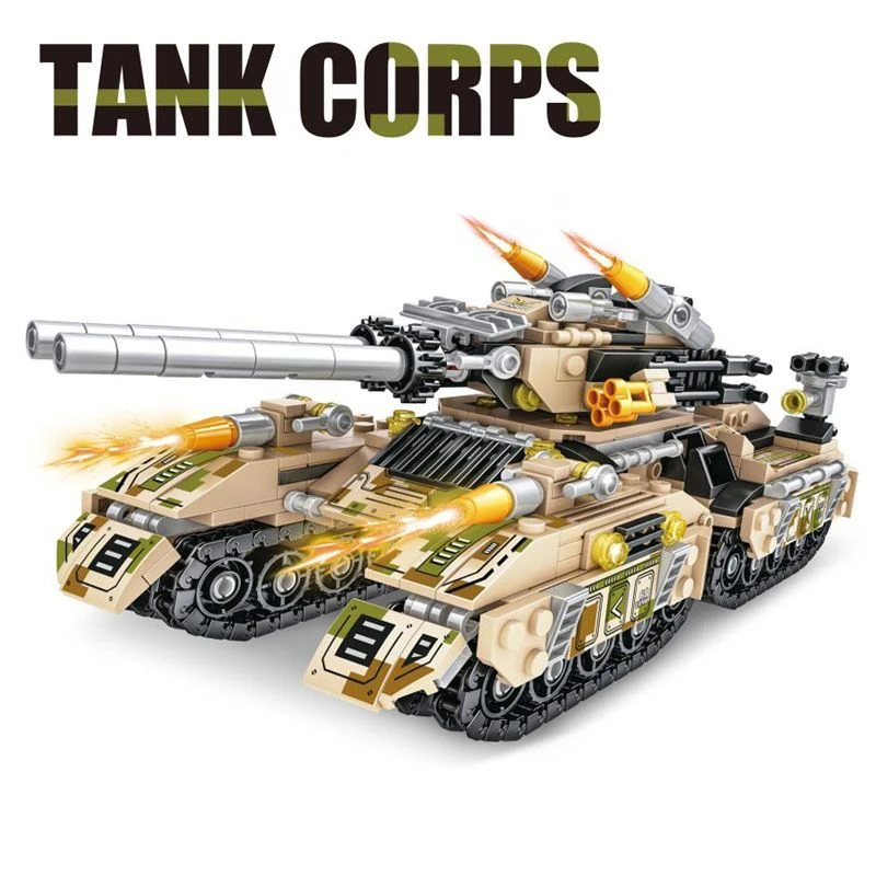 Military Tank SWAT Police Ship 8 IN 1 Building Blocks Set City Truck Brick with Policeman Construction Toys for Children Boy