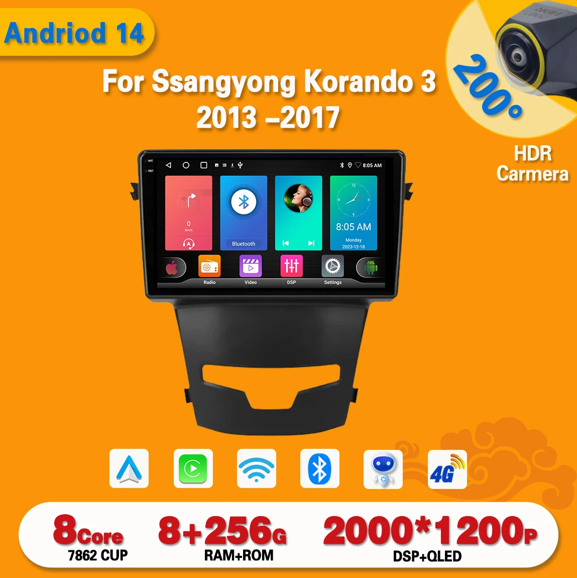

Car Radio Carplay Android For Ssangyong Korando 3 2013-2017 Multimedia Video Player Touch Screen Navigation GPS Auto Stereo DVD