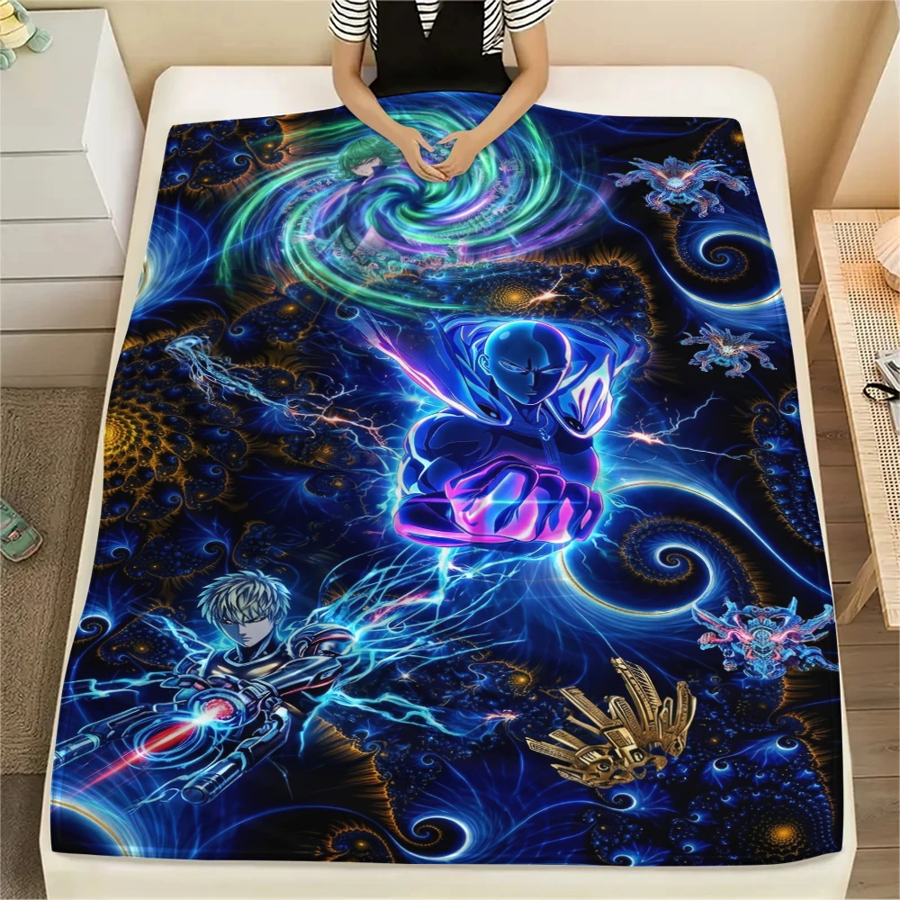 One-Punch Man Art Print Flannel Blanket Warm Cozy Throw for Bedside Sofa Chair Travel Picnic Multi-purpose Bedding-Xin