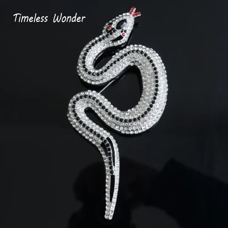 

Timeless Wonder Fancy Zircon Snake Statement Brooch Pins for Women Designer Jewelry for Gown Runway Rare Gift Punk 5381