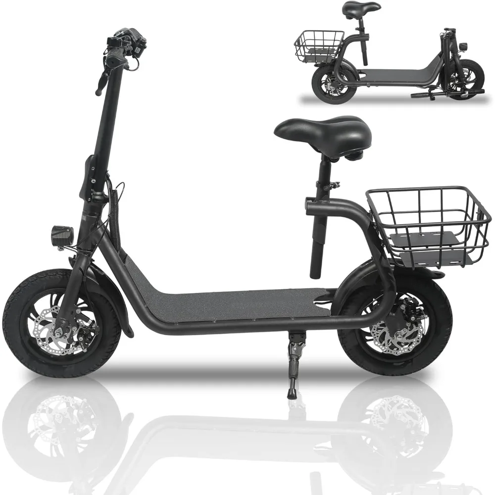 

Electric Scooter for Adults with Seat E-Scooter Foldable E Mopeds with 450W Brushless Motor Commuter 265lbs Max Load