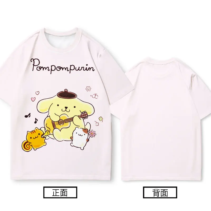 Pudding Dog Short Sleeve T-shirt Girl Small Loose Sanrio Cartoon Cute Summer Dress Girl