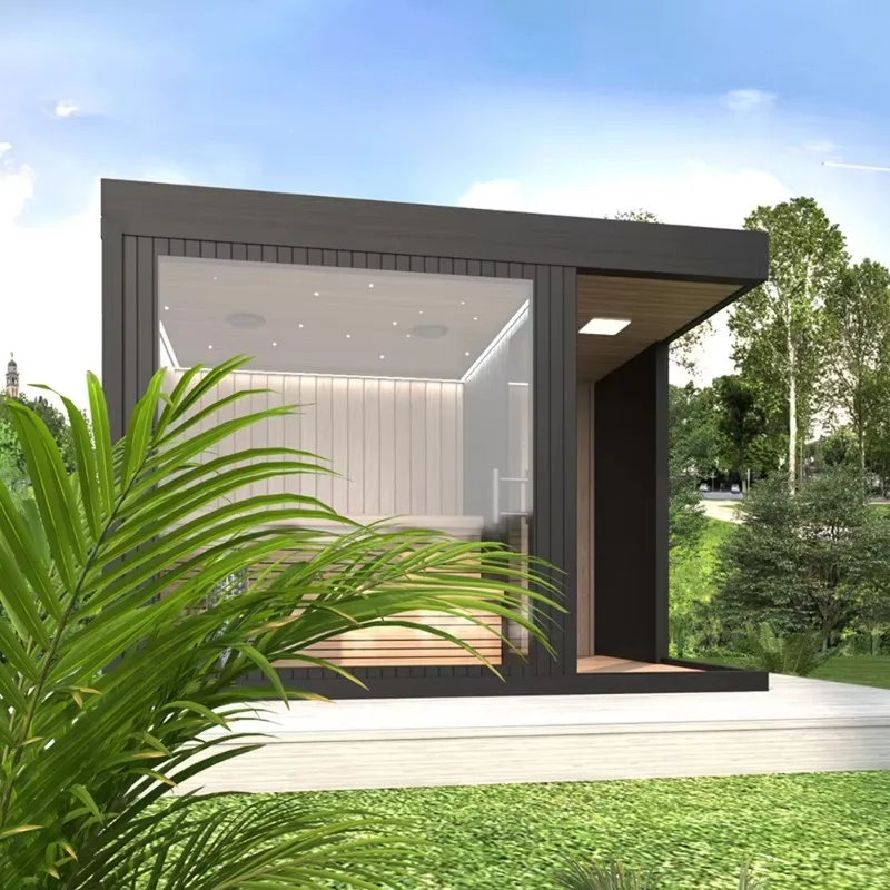 Customized High-end Electric Solid Wood Outdoor Multi Person Sauna Room with Shower & Infrared Heating Eco Friendly