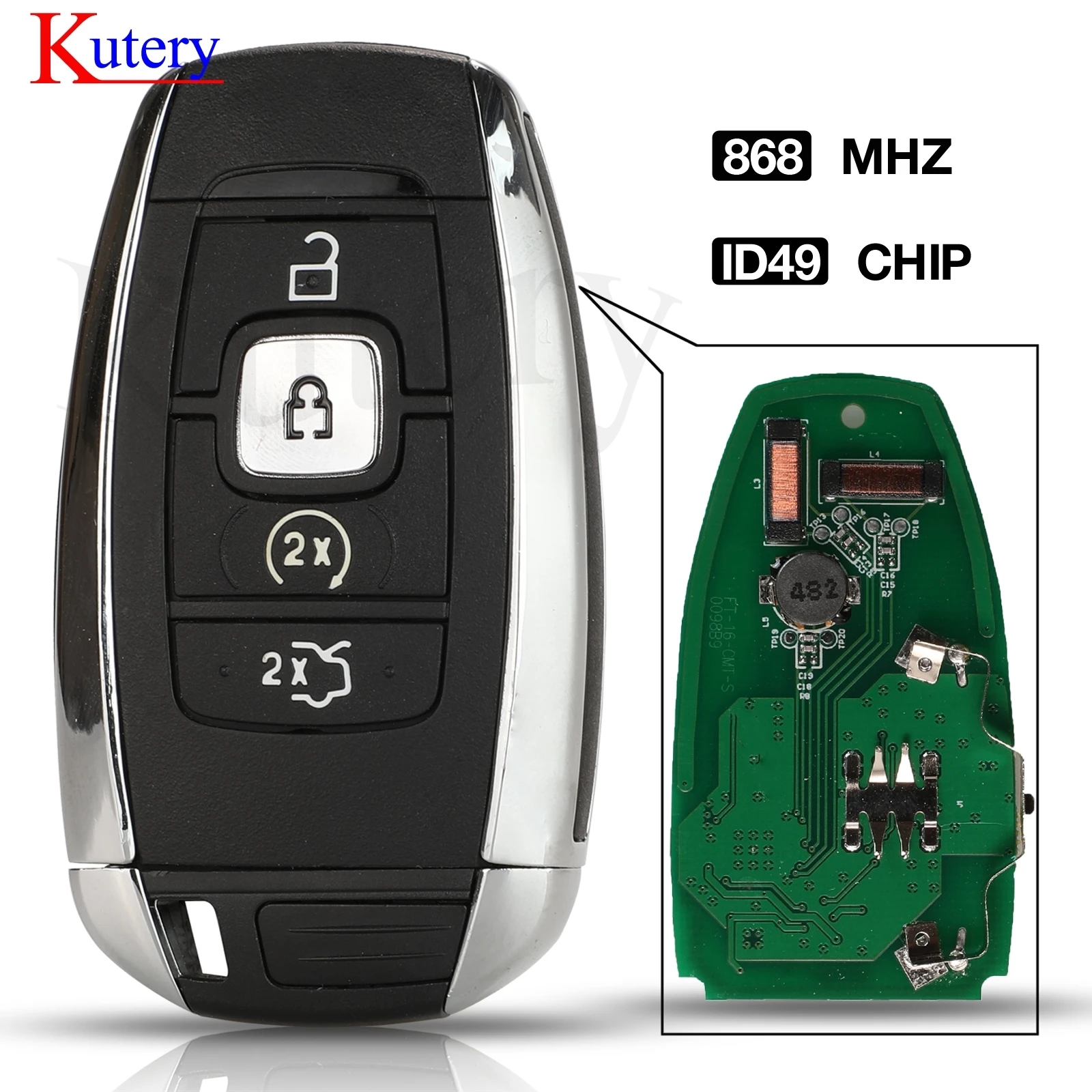 

jingyuqin Smart Card Remote Car Key 4 Buttons 868MHz id49 Chip for Lincoln MKC MKZ MKX 2016-2019