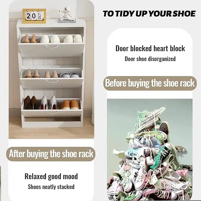Enter the account entrance cabinet White shoe cabinet Flip shoe rack