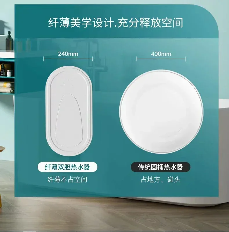 Aquecedor de água elétrico doméstico, novo aquecedor de água elétrico com economia de energia, caldeira de água de barril plano, novo estilo