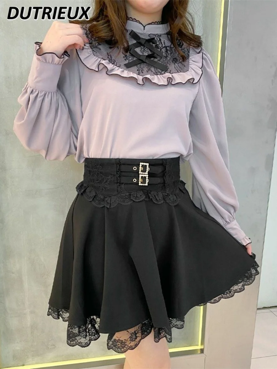 Rojita Spring Autumn Double Bow Long Sleeve Inner Shirt for Lady Sweet Cute Fashion JK Lolita Style Womens Tops and Blouses