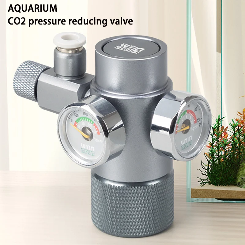 

Aquarium CO2 regulator, upper opening gas cylinder docking, aluminum alloy dual meter, fish tank CO2 pressure reducing valve