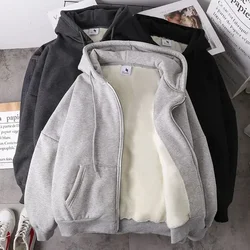 Korean Plush and Thick Mens Jacket Cardigan Hooded Couple Hoodie Autumn/winter Warm Jacket Men's and Women's Jackets