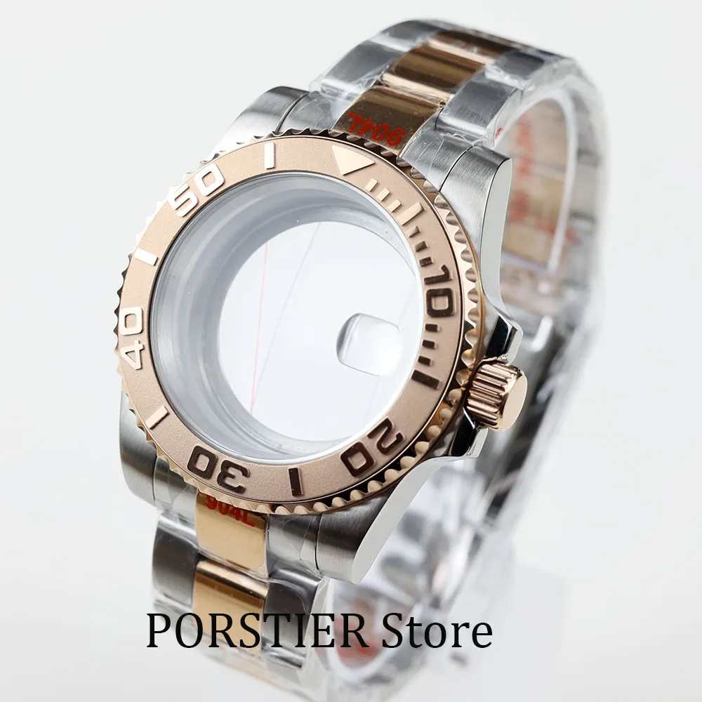 40mm NH35 watch case sapphire glass stainless steel polish oyster bracelet fit NH34 NH35 NH36 movement 28.5mm dial YACHT-MASTER