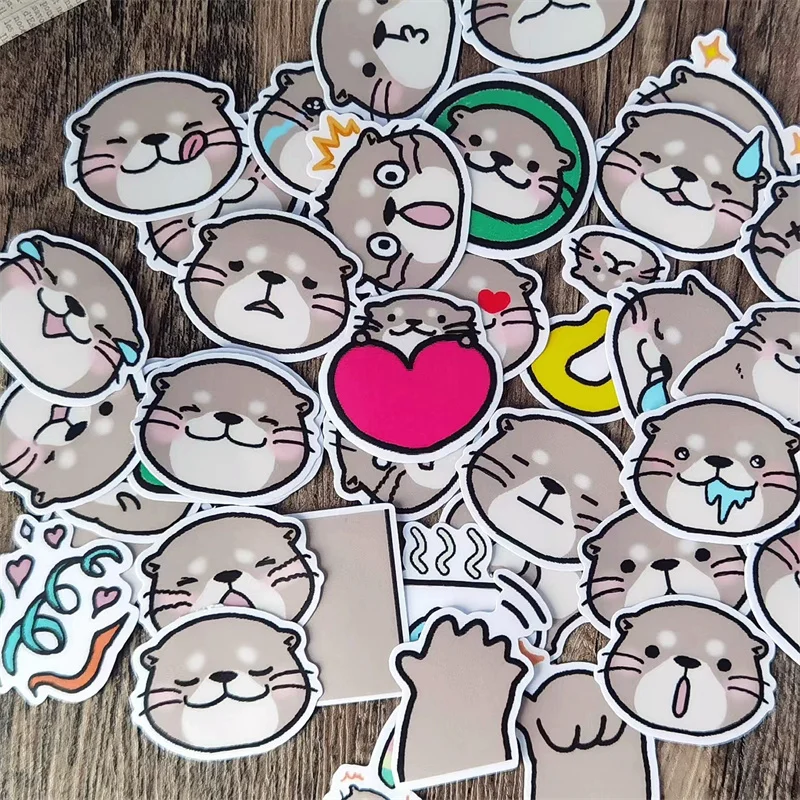 40pcs Cute Otter Stickers Animal Hand-held Account Diary Collage Material  Stationery  Diy Waterproof Scrapbooking