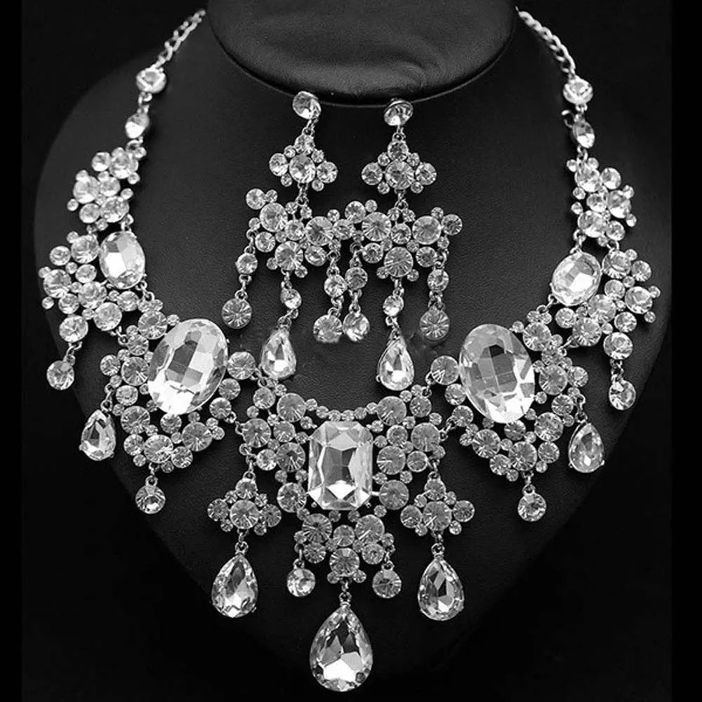 

Crystal Women's Wedding Jewelry Set Rhinestone Baroque Greek Goddess Jewelry Kit Bridal Earrings Rhinestone Jewelry Set Gift