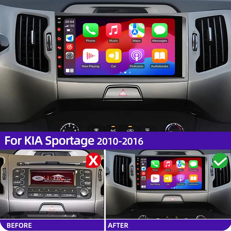 Android 12 8Core Car GPS Multimedia Radio with Player, 2 Din Navigator Wifi for Kia Sportage 2010 2011 2012 2013 2014 2015