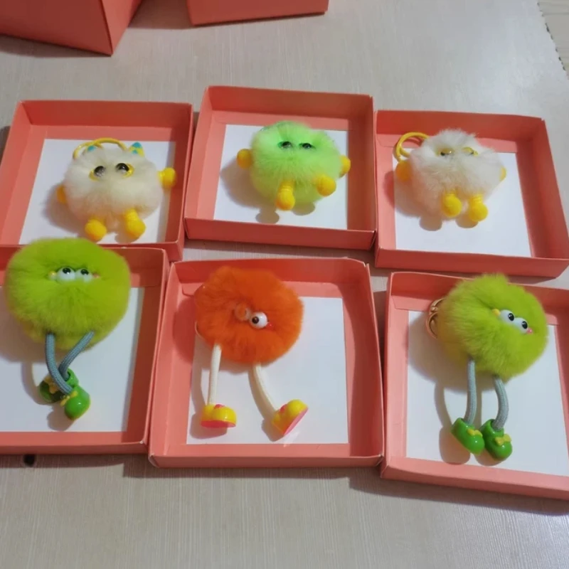 ألعاب من القطيفة لطيف قضاعة الأرنب الفراء سيقان طويلة كرات الفحم الصغيرة سلاسل المفاتيح سيارة أفخم حقائب الظهر زينة معلقة الهدايا اللعب