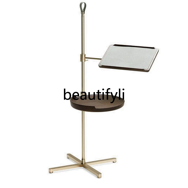 

Italian light luxury mobile liftable stainless steel edge few living room modern simple shelf sheet music