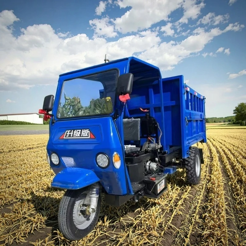 Freight Fully Enclosed Tricycle Motorized Semi-enclosed Agricultural Truck Blue Multifunctional High