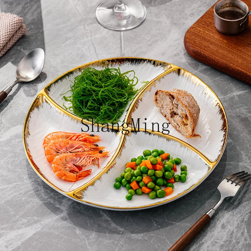 

CL ceramic three-grid four-grid plate, western seafood platter, braised fried chicken snack plate, light luxury tableware