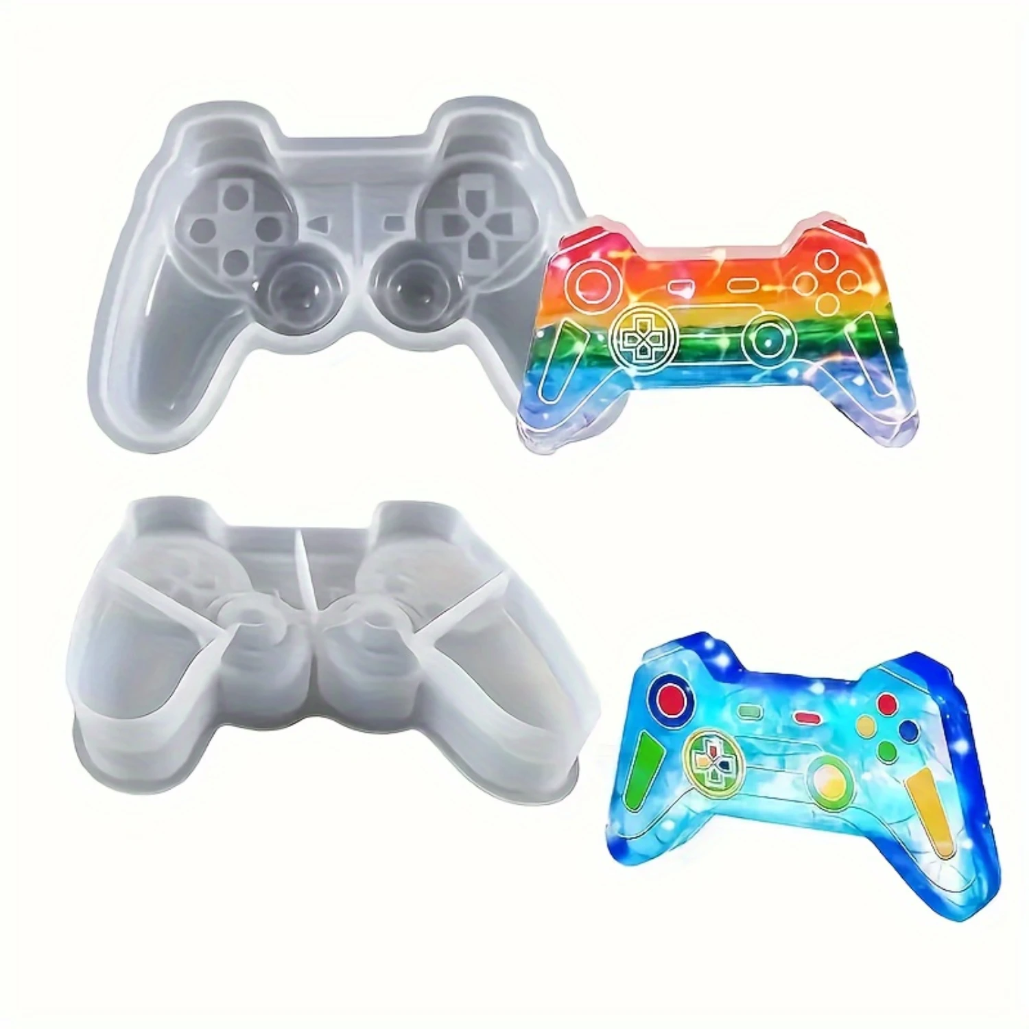 

1pc Gaming Console Controller Shape Shiny Epoxy Resin Crystal Drip Mold - Durable Silicone Handle for Uniquely Crafted DIY Ornam