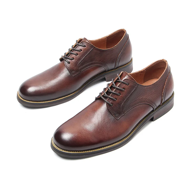Echtes Leder Runde-toed Schuhe Hand Poliert Retro Mode Trendy Männer der Schuhe