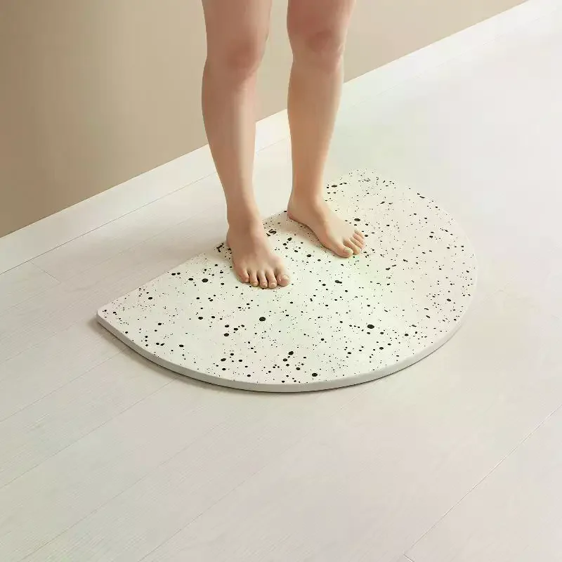 Oval Speckled Diatomite Bath Mat: Fast Drying Non Slip Bathroom Shower Front Door Use