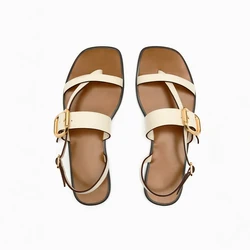 2026 Summer Flats Sandals Women One-line Buckle Women's Casual High-grade Flat Shoes Clip Toe Flip Flops Sandalias Slippers