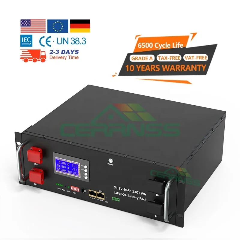 

6500 Cyles 16S 100A BMS 51.2V 5Kwh LFP AKKU Solar Inverter Lithium Ion Storage Battery Pack 48V 100Ah LiFePO4 Battery