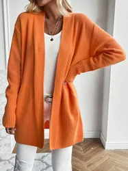 Women's Robe Cardigan Coat Long 2024 New Cardigan Fashion Autumn Winter Knitted Sweater Cardigan