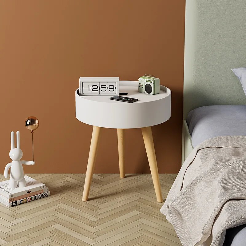 Simple Nightstand Intelligent Wireless Charging Nordic Nightstand Waterproof Anti-fouling Anti-scratch Large Space Storage Table