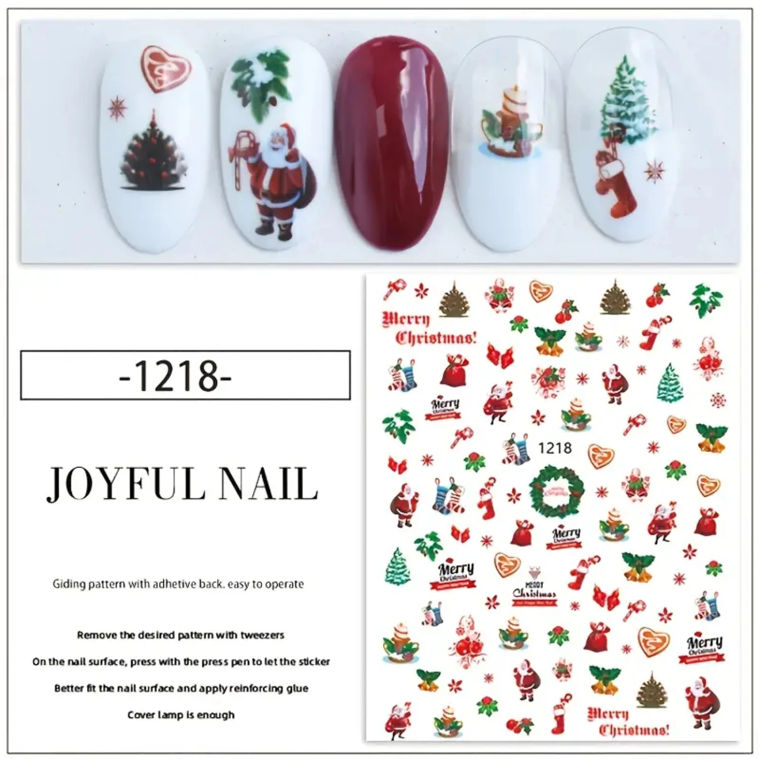 

Festive Christmas Nail Sticker Set with Santa Claus, Sparkling Christmas Tree, Delicate Snowflake, Adorable Christmas Deer, Fest